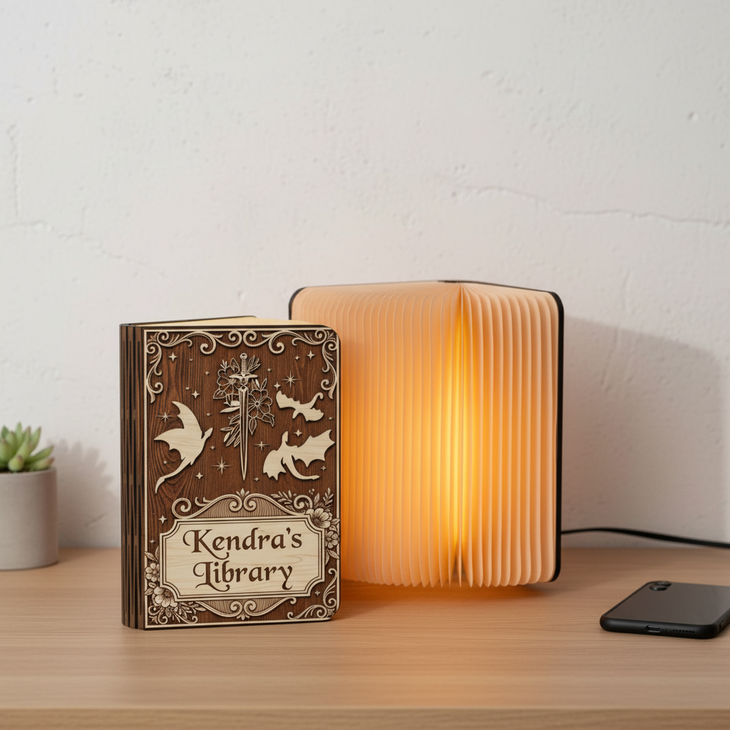 Custom Name Fantasy Dragons Light Folding Magnetic Table Lamp, Personalized Book Lamp Reading Book Lover, Bookworm Gift, Lighting Bedroom