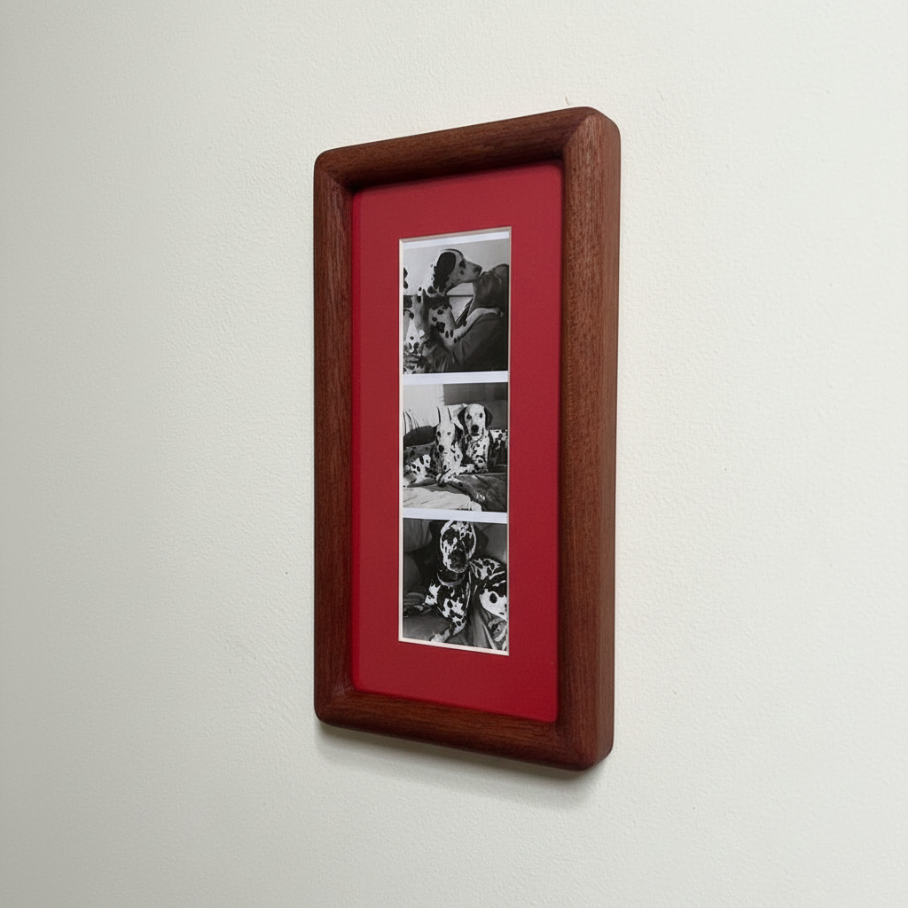 Handmade Walnut Photo Booth Frame with Colour Mount | Photo Strip Frame | Retro Photobooth Picture Frame | Desk or Wall Frame