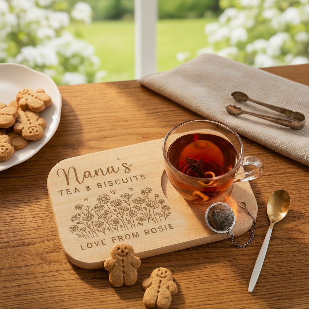 Grandma Gift | Wooden Tea & Biscuits Tray for Nanny, Nana, Nanna, Nonna, Granny, Gran | Mother's Day Gift | Grandma Birthday