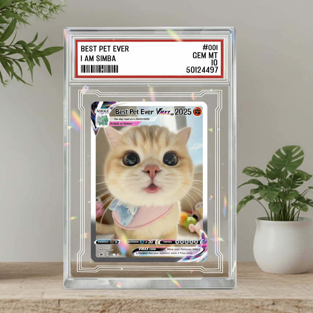 Personalized Cat Acrylic Card, Custom Couple Photo Anime Themed Gift for Anniversary,  Pokepet Trading Card, Love Card Gift