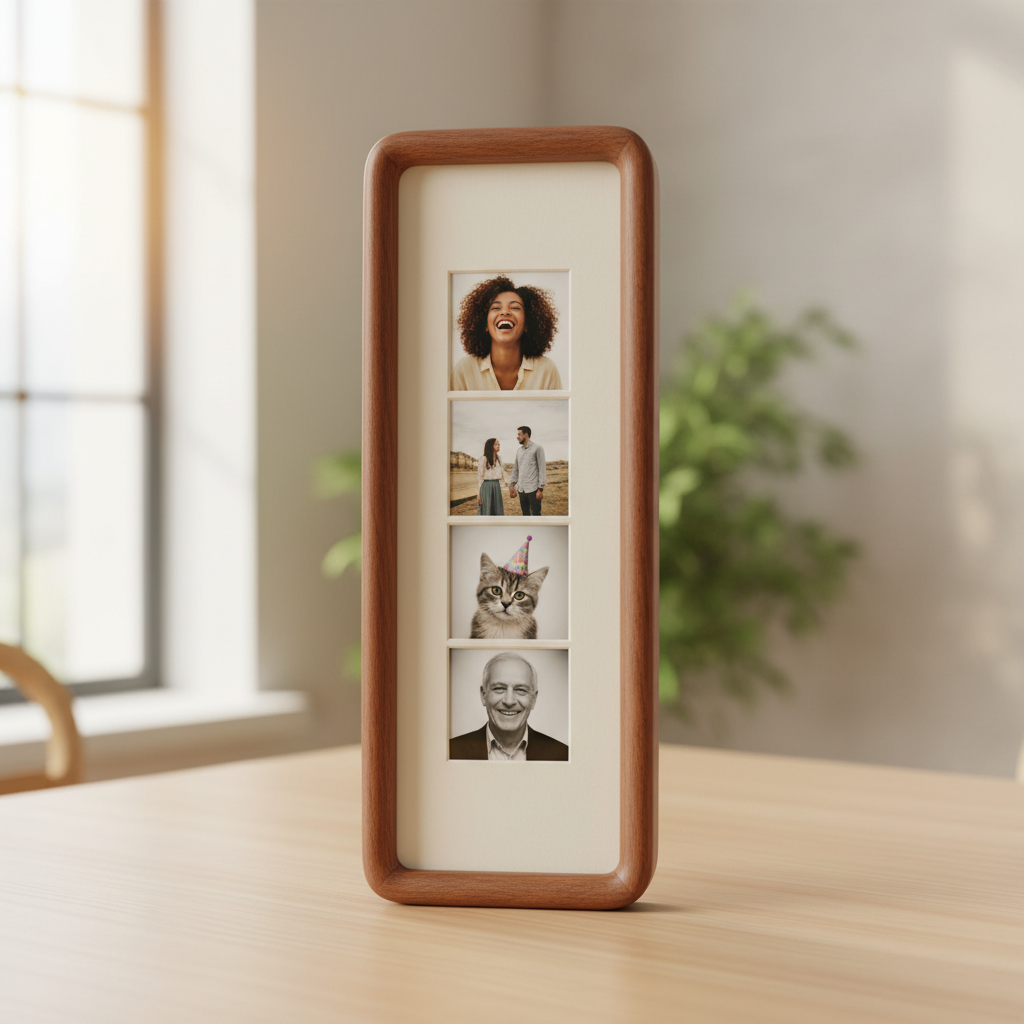 Photobooth Picture Frame, Photo Strip Frame in Solid Wood, Ready to Hang Long Picture Frame for Wall Display, 5.91 x 11.81 Inch