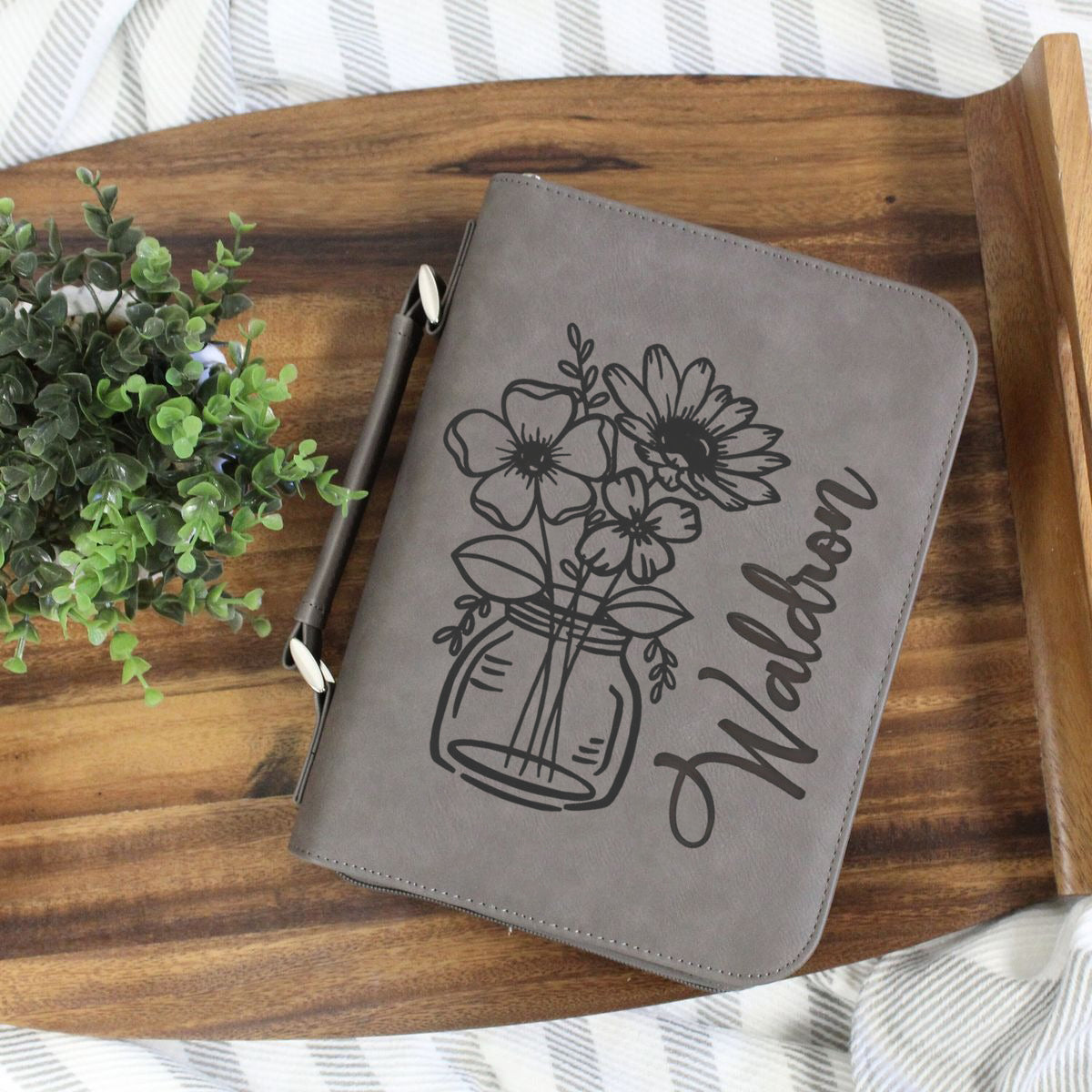 Personalized Bible Cover with Flowers and Custom Name, Floral Leather Scripture Case, Christian Gift for Women, Custom Bible Protector