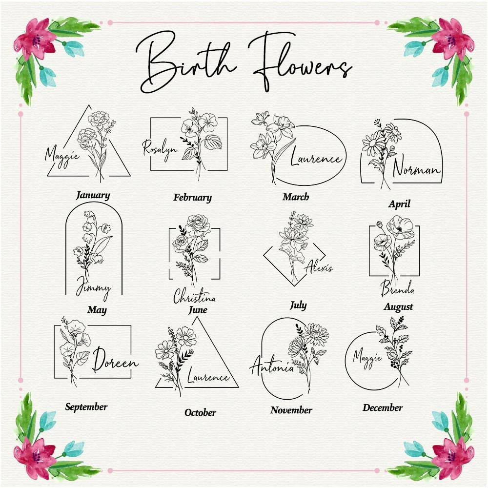 Personalized Monthly Bloom Tumbler with Handle, Custom Name 40oz Cup, Birth Flower Engraved Insulated Mug, Unique Birthday Gift for Her