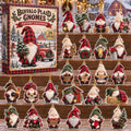 May include: A Buffalo Plaid Gnomes advent calendar box featuring 24 acrylic ornaments. The set includes various gnome figures wearing hats and holding items like lanterns, trees, wreaths, sleds, pies, stars, shovels, and stockings.
