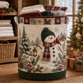 Quilted Winter Snowman Storage Basket, Christmas Laundry Bin	LBPETAL159