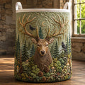 Forest Guardian Quilted Laundry Hamper: Majestic Deer Fabric Basket, Nature Theme Storage Bin	LBPETAL180