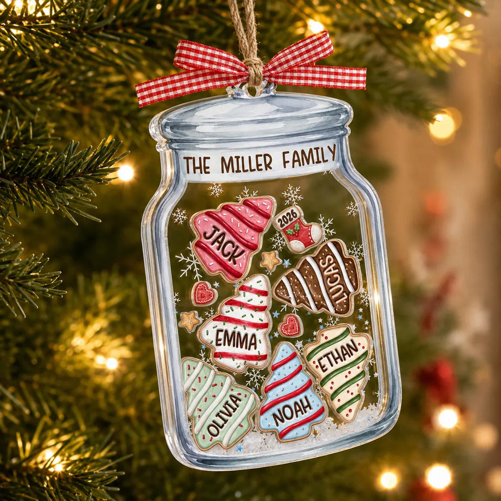 Personalized Family Cookie Jar Christmas Tree Ornament, Custom Family Members Name Shaker Ornament, 2026 Family Keepsake, Large Family Gifts COPETAL64
