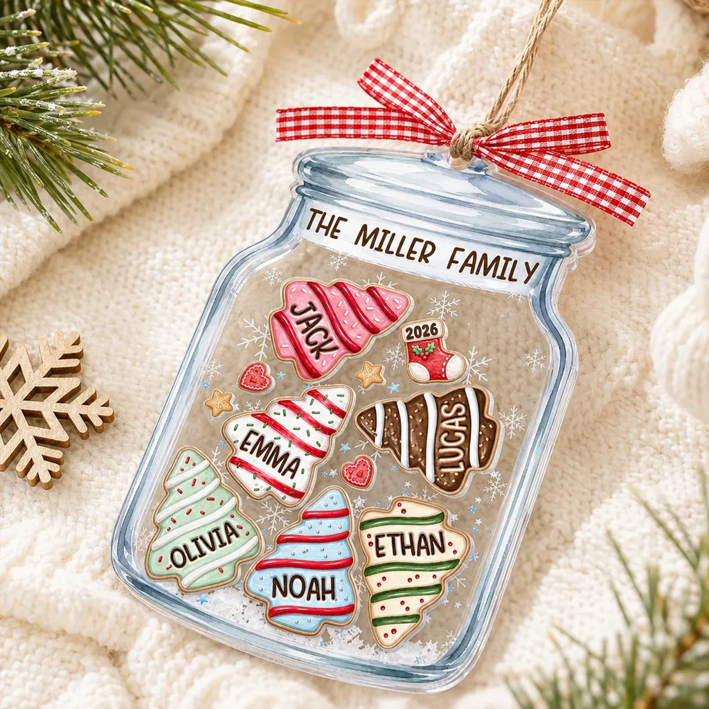 Personalized Family Cookie Jar Christmas Tree Ornament, Custom Family Members Name Shaker Ornament, 2026 Family Keepsake, Large Family Gifts COPETAL64
