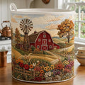 Golden Farm Quilted Laundry Basket: Autumn Farmhouse Storage Bin, Large Foldable Hamper	LBPETAL191