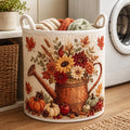Quilted Fall Floral Laundry Basket, Autumn Pumpkin Clothes Hamper	LBPETAL185