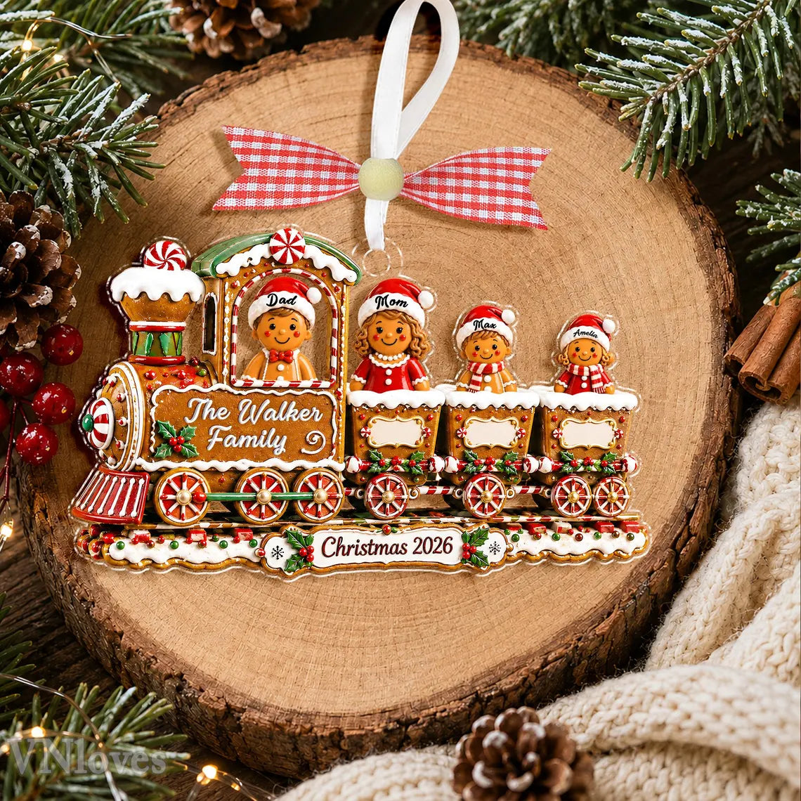 Custom Gingerbread Family Christmas Ornament,Custom Train Cookie Ornament 2026,Family Christmas Gift,Holiday Keepsake, Christmas Tree Decor, COPETAL57
