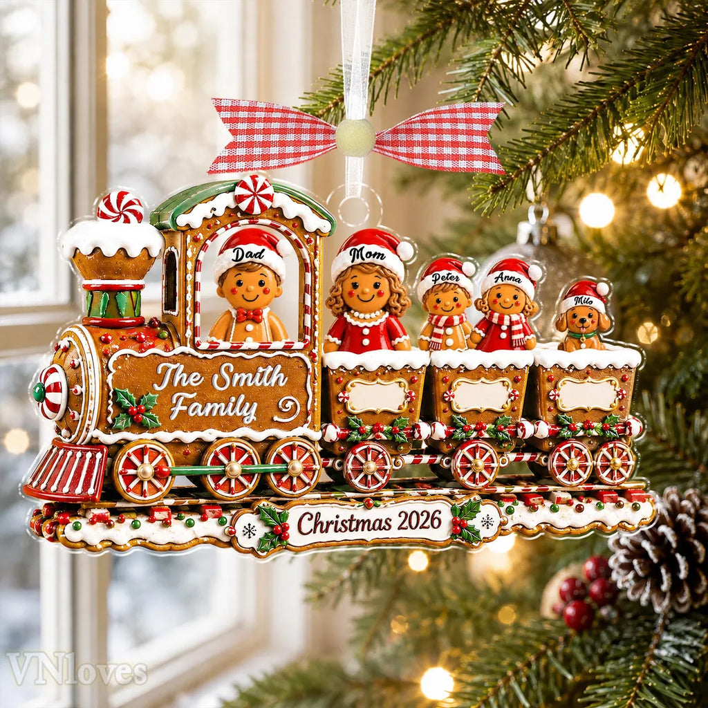 Custom Gingerbread Family Christmas Ornament,Custom Train Cookie Ornament 2026,Family Christmas Gift,Holiday Keepsake, Christmas Tree Decor, COPETAL57