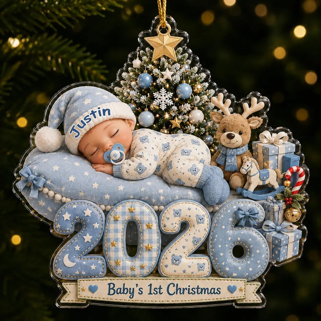 Personalized Baby's 1st Christmas Acrylic Ornament, Custom Baby Name 2026 Ornament, Baby Newborn Christmas Keepsake, New Parents Gift COPETAL55