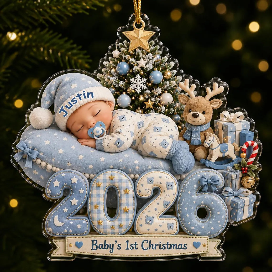 Personalized Baby's 1st Christmas Acrylic Ornament, Custom Baby Name 2026 Ornament, Baby Newborn Christmas Keepsake, New Parents Gift COPETAL55