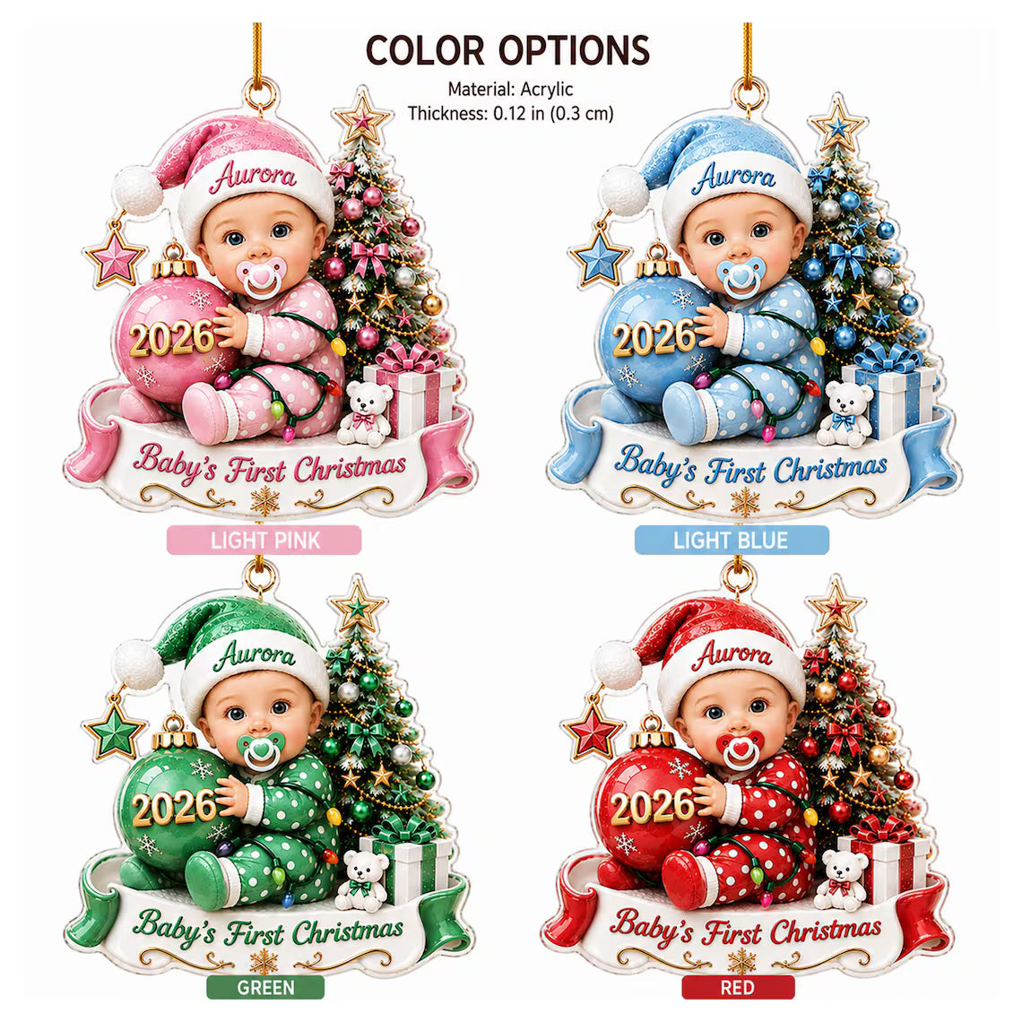 Custom Baby’s First Christmas Ornament 2026, Custom Baby Name Acrylic Ornament, First Christmas Keepsake, Newborn Baby Gift COPETAL59
