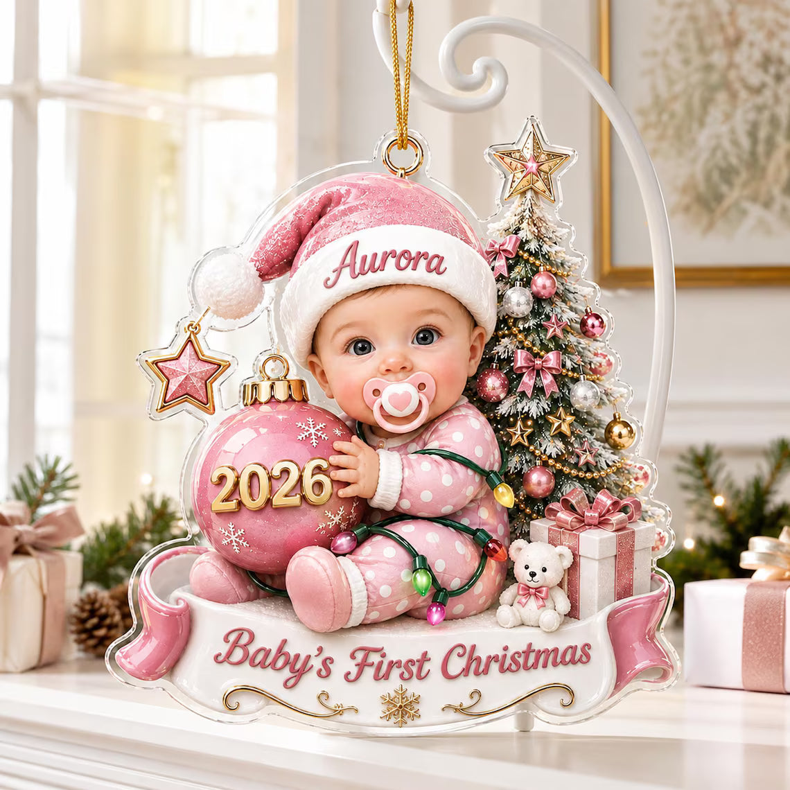 Custom Baby’s First Christmas Ornament 2026, Custom Baby Name Acrylic Ornament, First Christmas Keepsake, Newborn Baby Gift COPETAL59