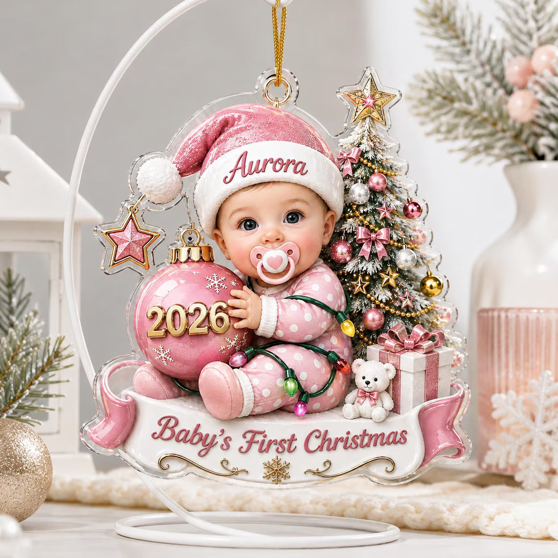 Custom Baby’s First Christmas Ornament 2026, Custom Baby Name Acrylic Ornament, First Christmas Keepsake, Newborn Baby Gift COPETAL59