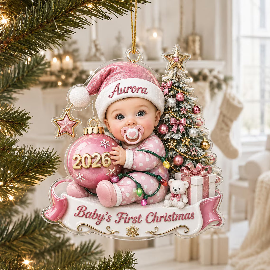 Custom Baby’s First Christmas Ornament 2026, Custom Baby Name Acrylic Ornament, First Christmas Keepsake, Newborn Baby Gift COPETAL59