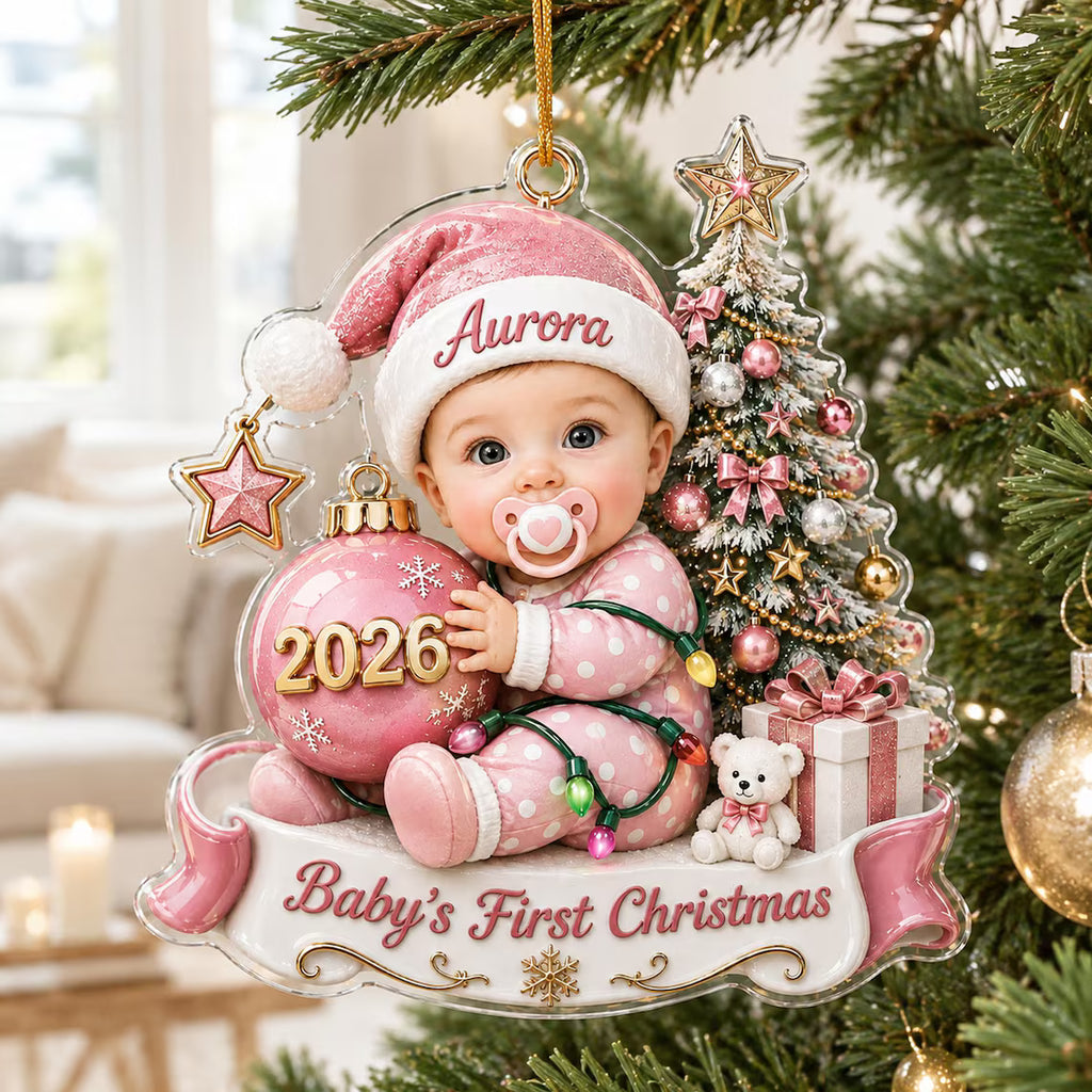 Custom Baby’s First Christmas Ornament 2026, Custom Baby Name Acrylic Ornament, First Christmas Keepsake, Newborn Baby Gift COPETAL59