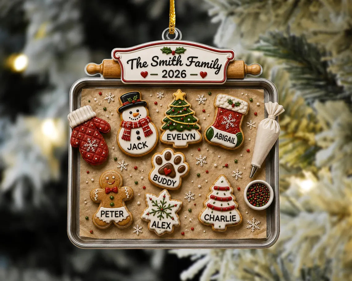 Personalized Family Gingerbread Christmas Ornament 2026, Custom Gingerbread Cookie Ornament with Pets Names, Family Holiday Keepsake Gifts COPETAL54