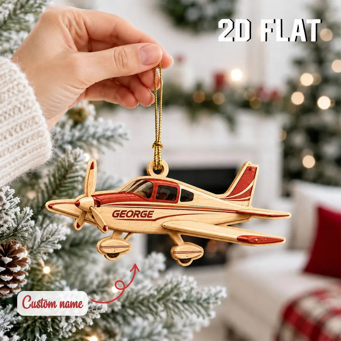 Personalized Airplane Ornament, Custom Pilot Christmas Gift, Wooden Aircraft Name Ornament, Aviation Gift for Pilot or Flight Instructor	COPETAL37