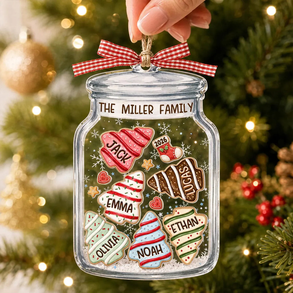 Personalized Family Cookie Jar Christmas Tree Ornament, Custom Family Members Name Shaker Ornament, 2026 Family Keepsake, Large Family Gifts COPETAL64