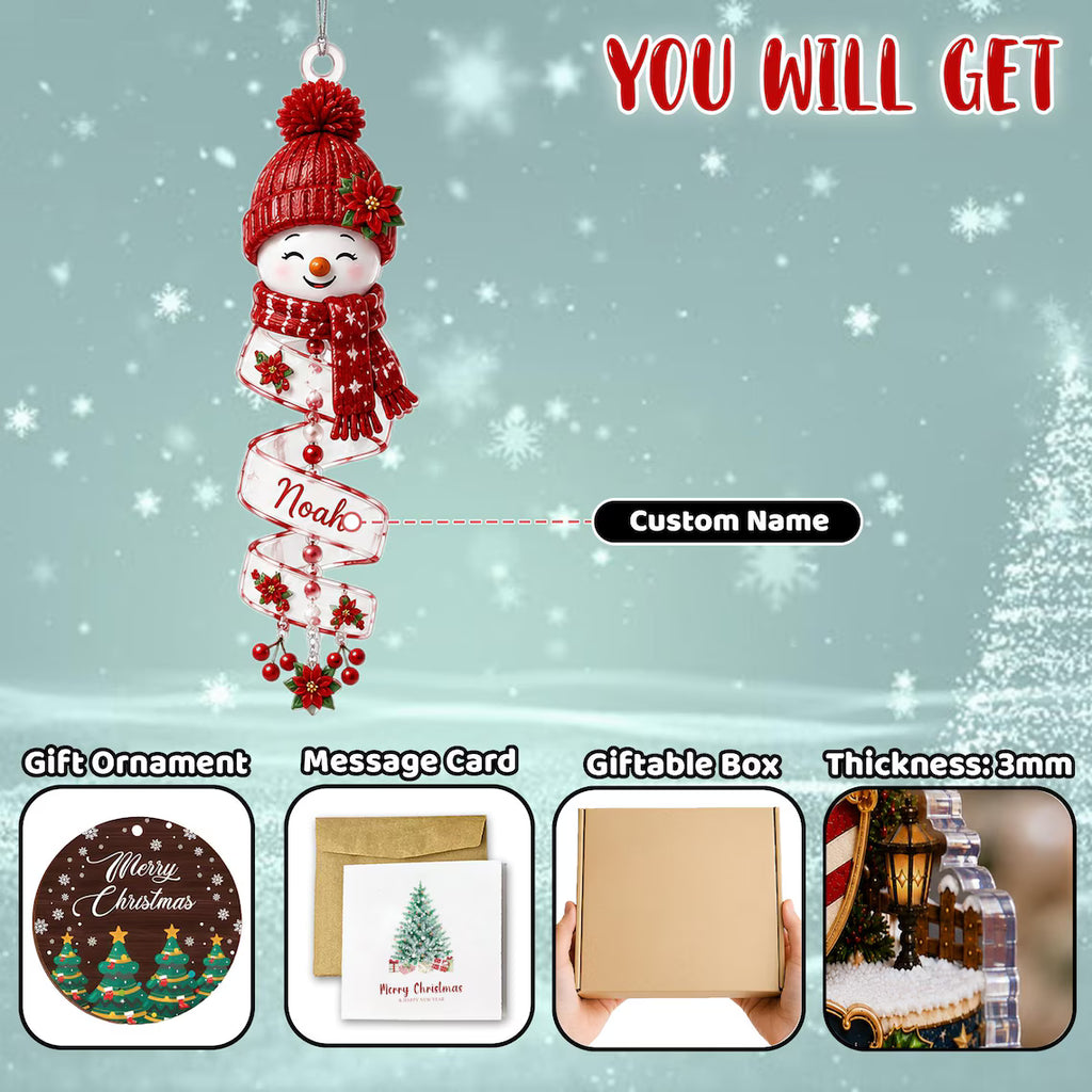 Christmas Snowman Spiral Ornament, Custom Name Snowman Acrylic Ornament, Christmas Tree Decor, Santa Snowman, 2026 Christmas Keepsake