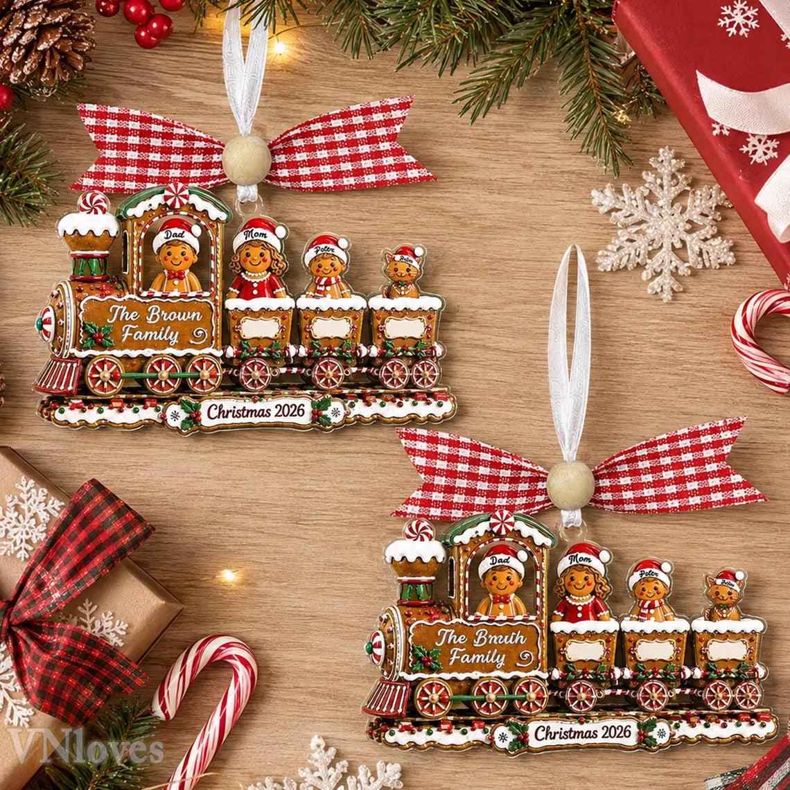 Custom Gingerbread Family Christmas Ornament,Custom Train Cookie Ornament 2026,Family Christmas Gift,Holiday Keepsake, Christmas Tree Decor, COPETAL57