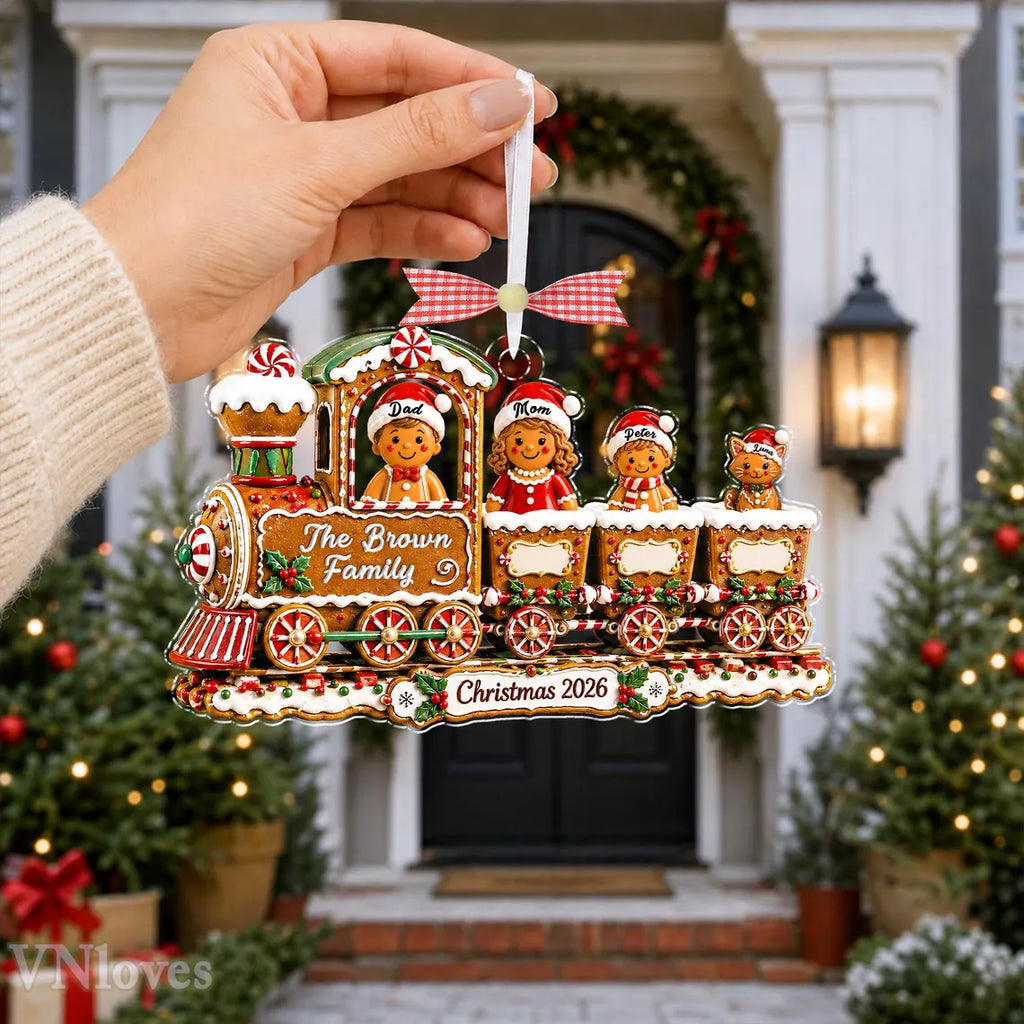 Custom Gingerbread Family Christmas Ornament,Custom Train Cookie Ornament 2026,Family Christmas Gift,Holiday Keepsake, Christmas Tree Decor, COPETAL57