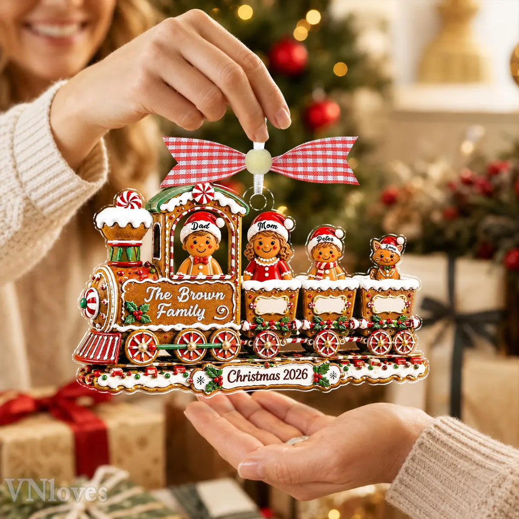 Custom Gingerbread Family Christmas Ornament,Custom Train Cookie Ornament 2026,Family Christmas Gift,Holiday Keepsake, Christmas Tree Decor, COPETAL57