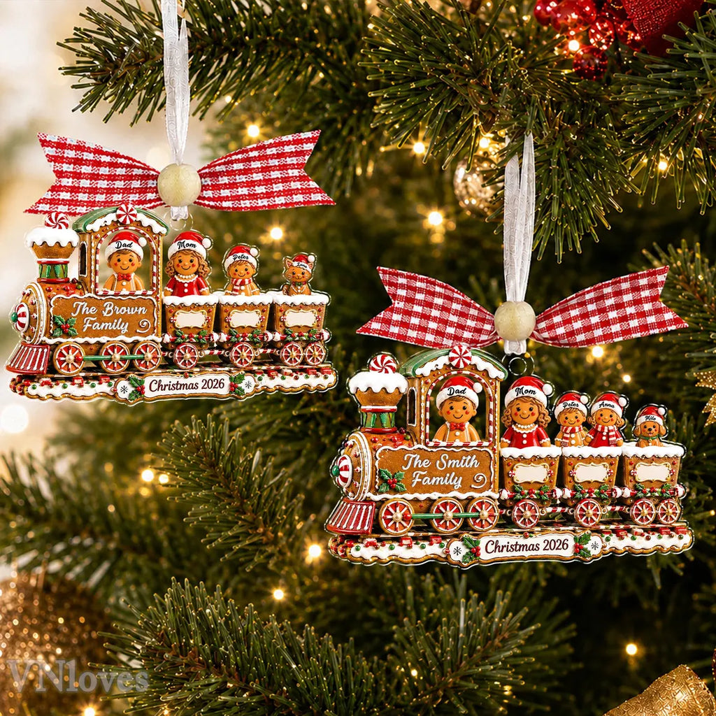 Custom Gingerbread Family Christmas Ornament,Custom Train Cookie Ornament 2026,Family Christmas Gift,Holiday Keepsake, Christmas Tree Decor, COPETAL57