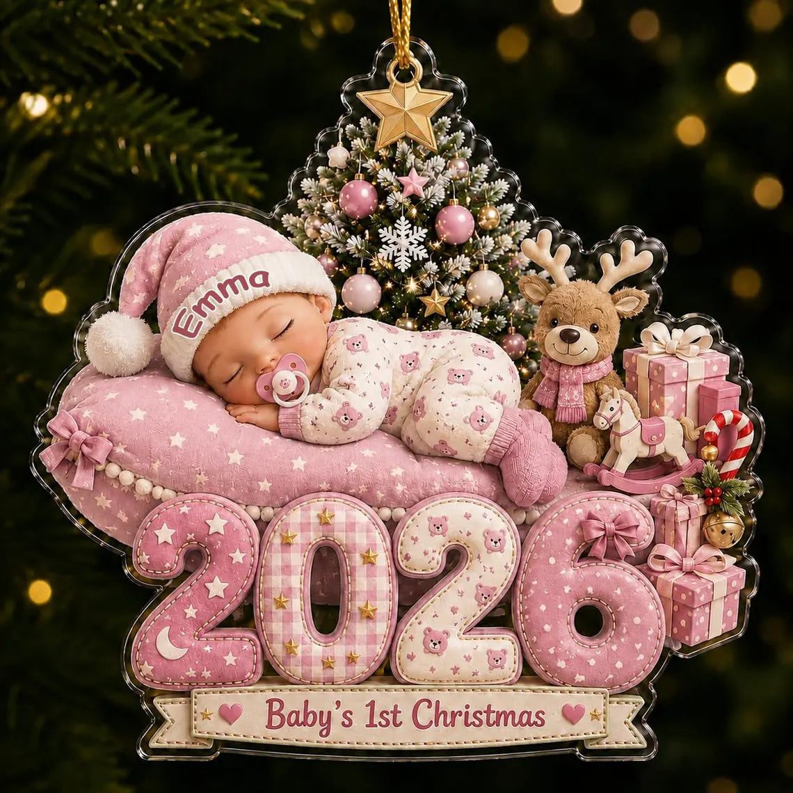 Personalized Baby's 1st Christmas Acrylic Ornament, Custom Baby Name 2026 Ornament, Baby Newborn Christmas Keepsake, New Parents Gift COPETAL55