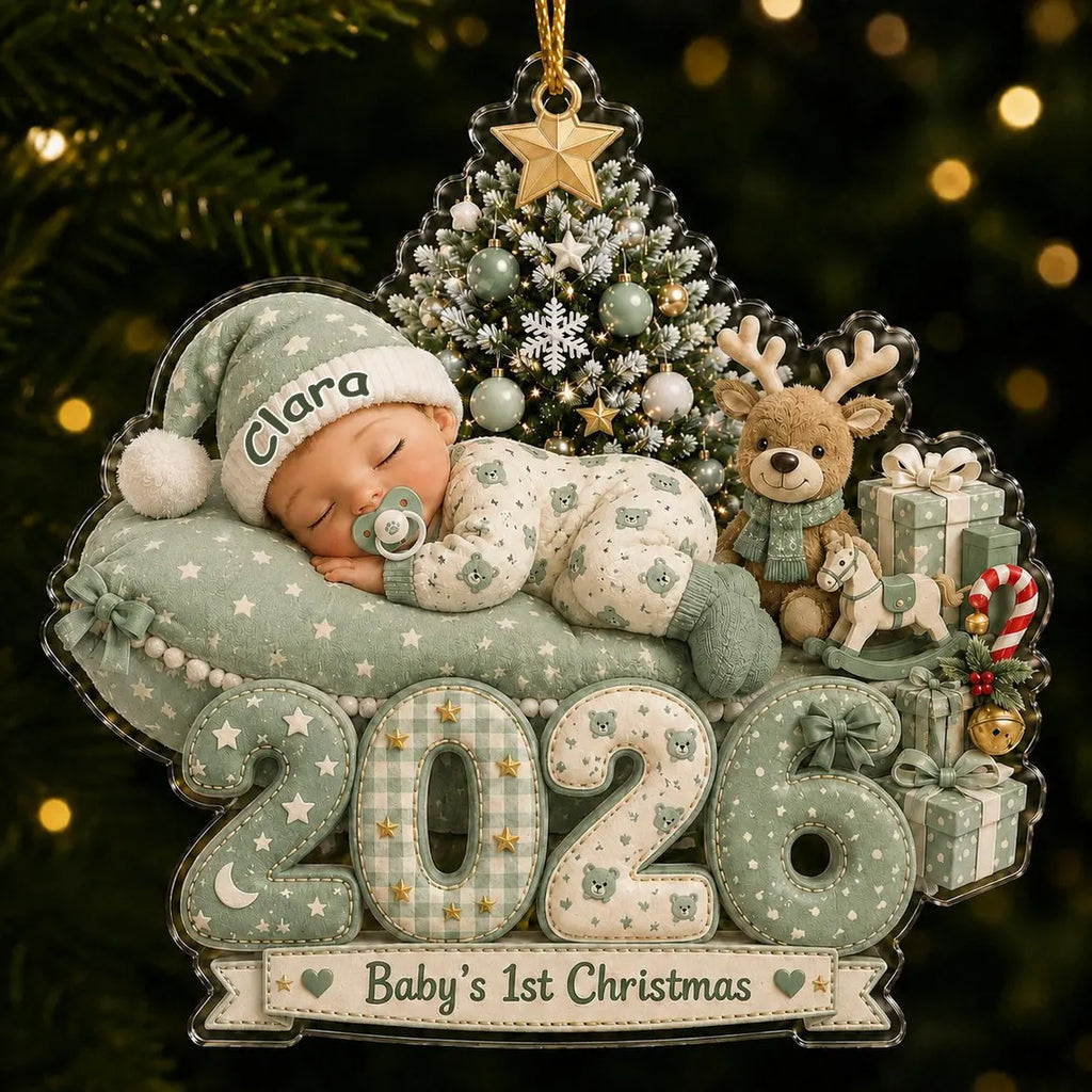 Personalized Baby's 1st Christmas Acrylic Ornament, Custom Baby Name 2026 Ornament, Baby Newborn Christmas Keepsake, New Parents Gift COPETAL55