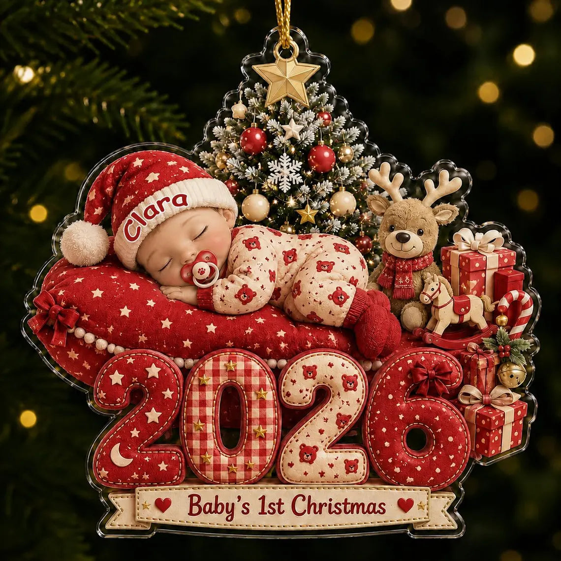 Personalized Baby's 1st Christmas Acrylic Ornament, Custom Baby Name 2026 Ornament, Baby Newborn Christmas Keepsake, New Parents Gift COPETAL55