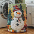 Snowman Quilted Laundry Basket, Winter Holiday Home Decor, Seasonal Storage Solution for Laundry	LBPETAL189