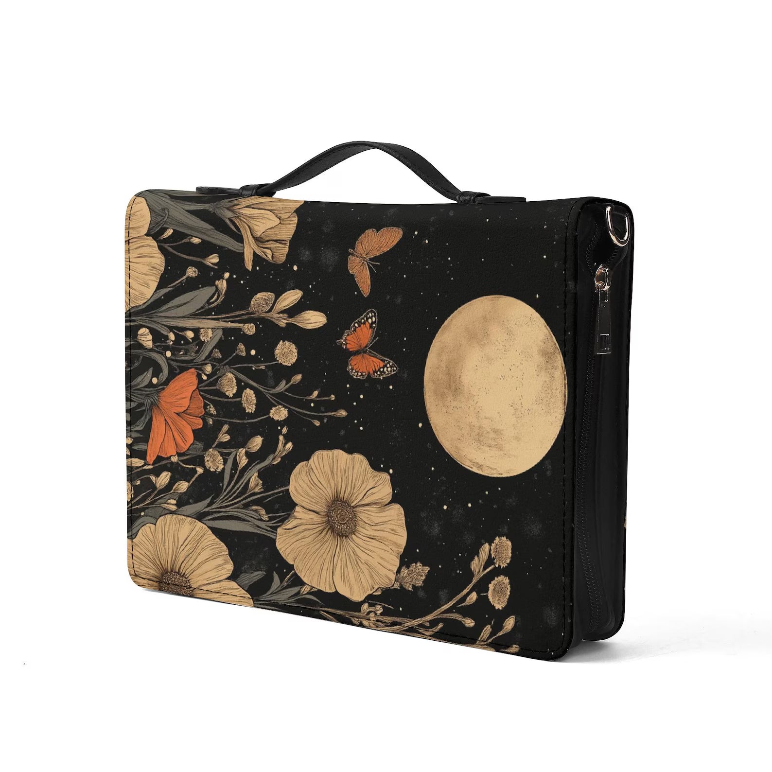 Poppy flower, Bible Cover with Handle | Sleeve for Books, All-Over Print Journals & E-Readers, Faux Leather sleeve, Protector for Paperbacks. BCPETAL16