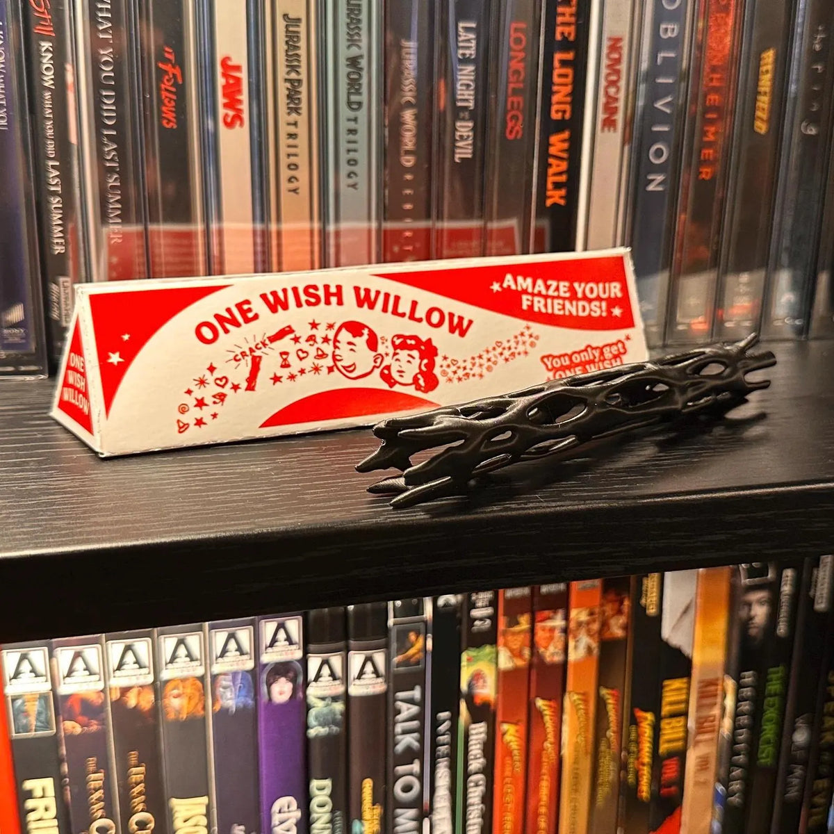 One Wish Willow Stick with Box, Obsession Inspired Prop Replica, Wish Making Snap Stick, Horror Movie Collectible, Screen-Style Box Included. WKBPETAL01