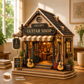 Personalized Guitar Shop Wooden Block, Jacob’s Guitar Shop 3 Layer Wood Decor, Custom Music Store Shelf Gift. WBPETAL20