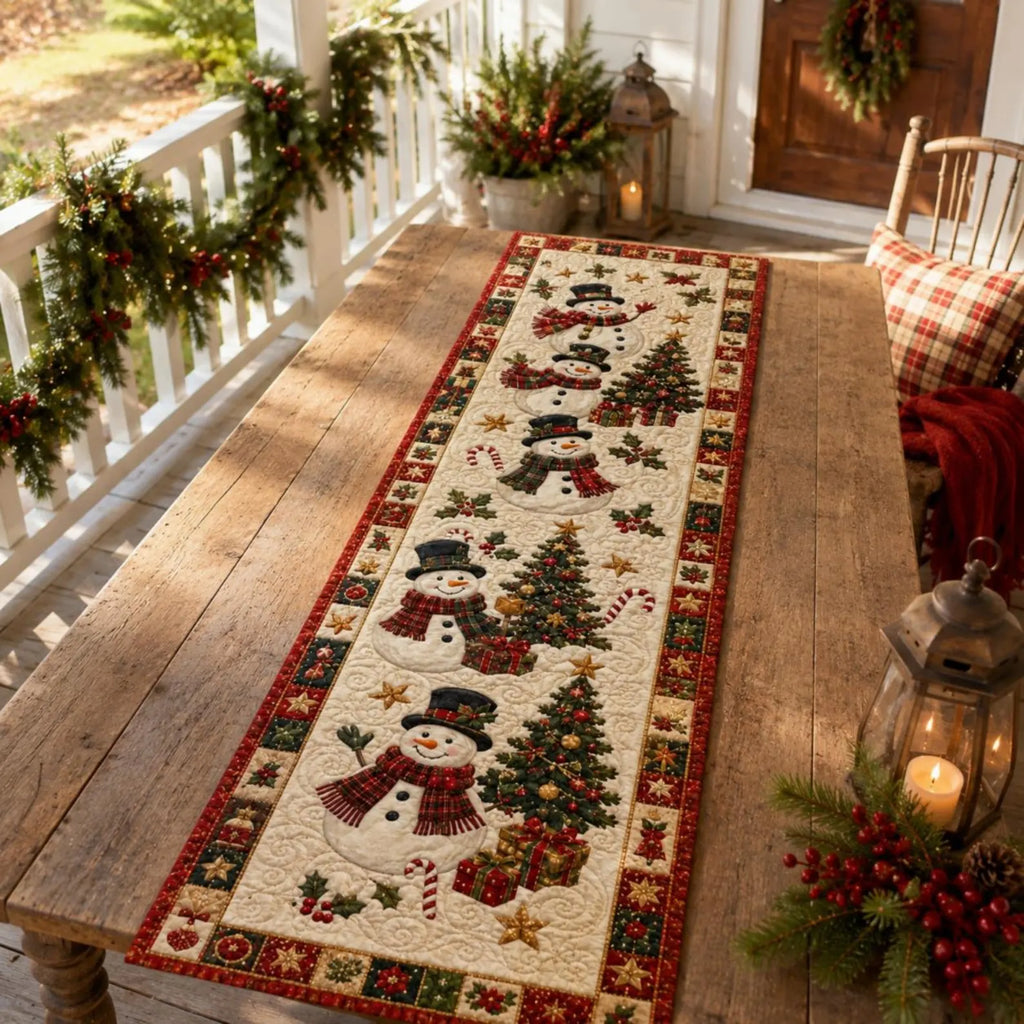 Christmas Quilted Table Runner, Xmas Holiday Winter Dining Table Decor, Festive Winter Table Centerpiece, Festive Farmhouse XmasHome Decoration	QTPPETAL26