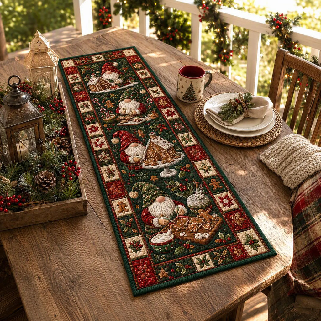 Christmas Quilted Table Runner, Holiday Xmas Winter Dining Table Decor, Festive Winter Table Centerpiece, Festive Farmhouse XmasHome Decoration	QTPPETAL23
