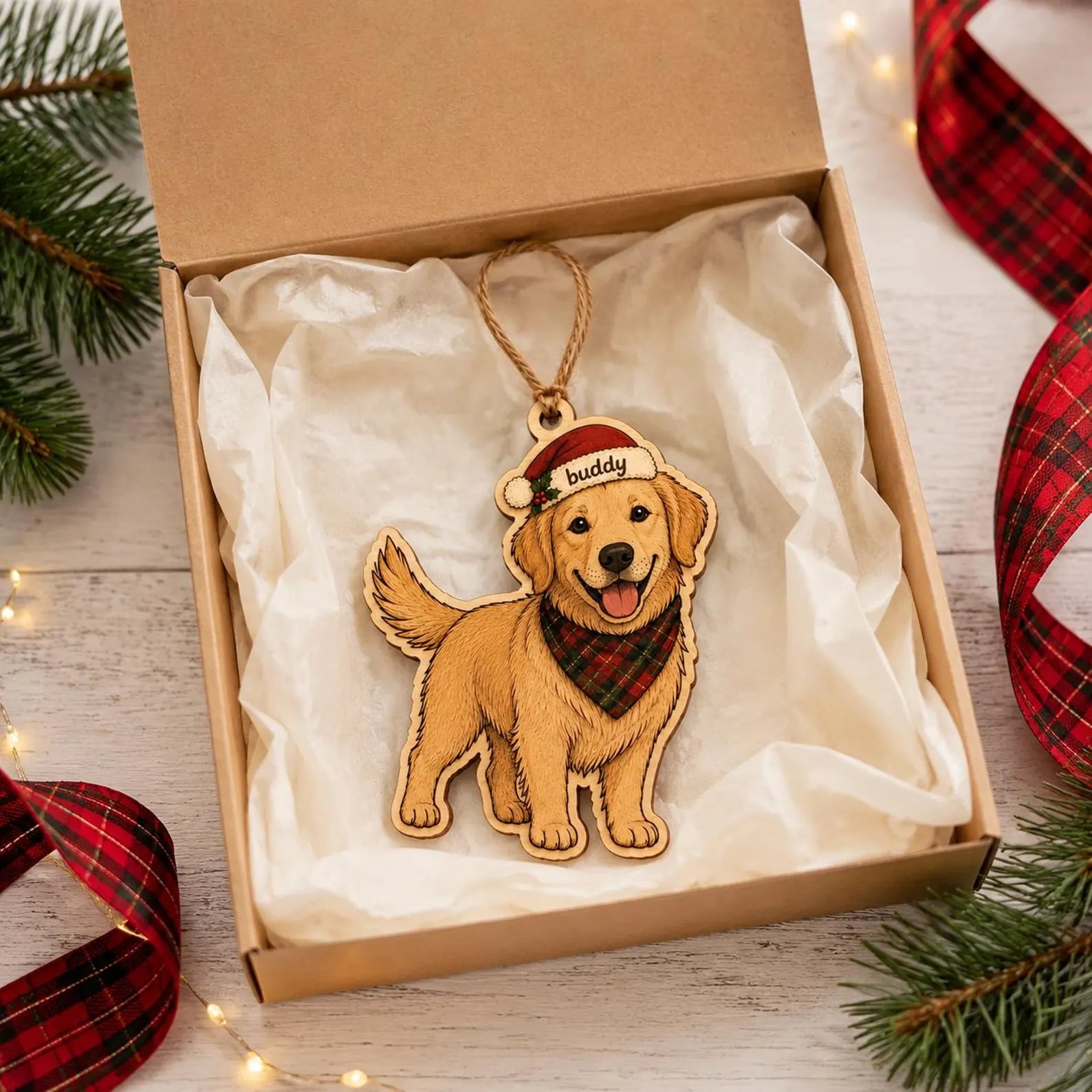 Personalized Golden Retriever Wooden Ornament, Custom Dog Name Christmas Ornament, Pet Memorial Gift, Dog Lover Christmas Keepsake	COPETAL12