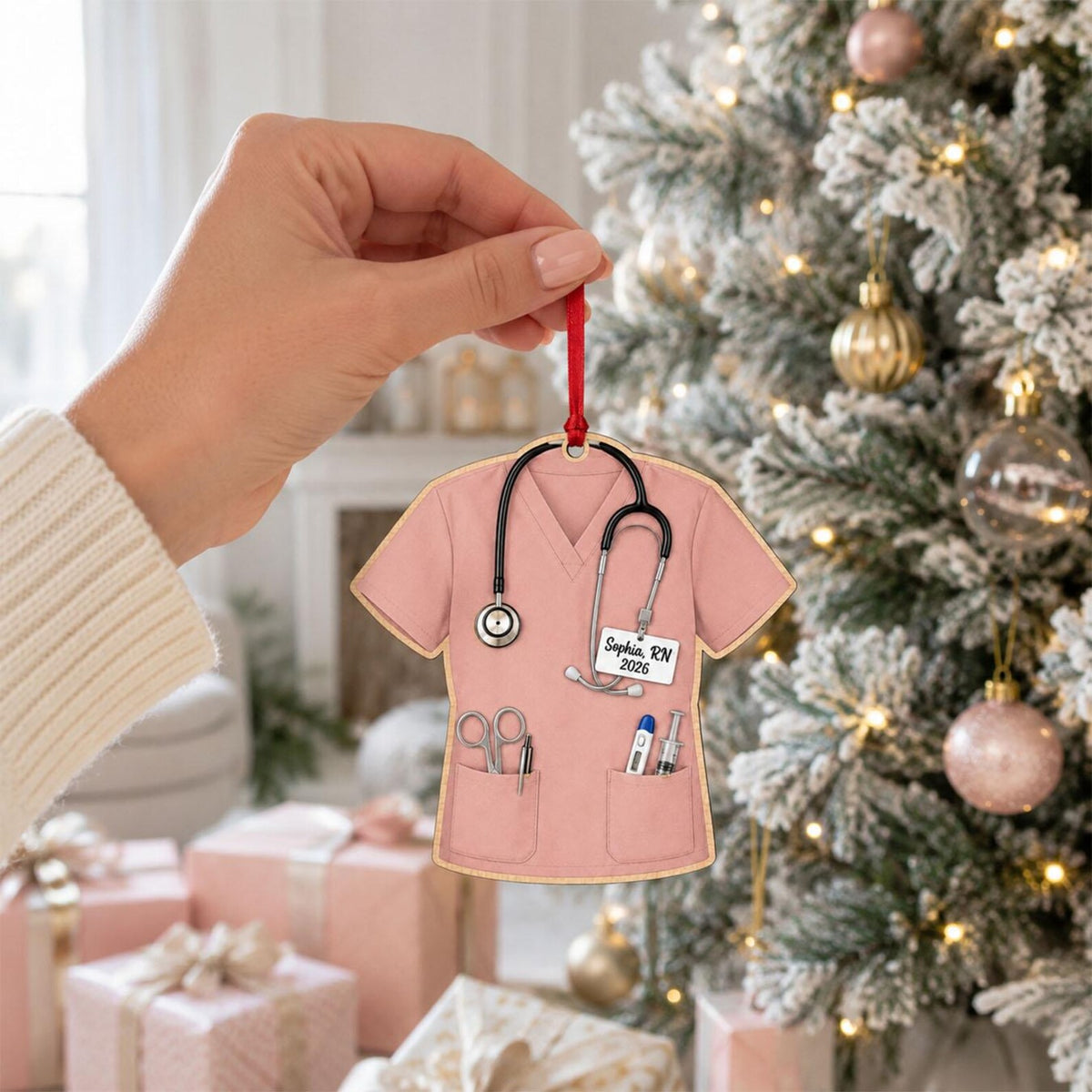 Personalized Nurse Wooden Ornament, 2D Flat RN Christmas Ornament 2026, Nurse Graduation Gift, New Nurse Gift, Registered Nurse Keepsake	COPETAL16