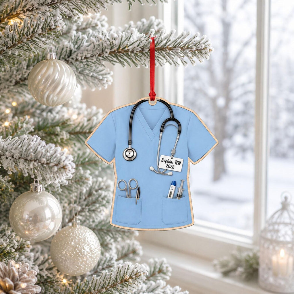 Personalized Nurse Wooden Ornament, 2D Flat RN Christmas Ornament 2026, Nurse Graduation Gift, New Nurse Gift, Registered Nurse Keepsake	COPETAL16