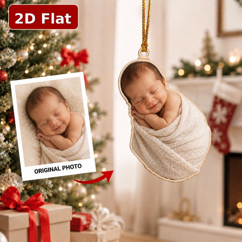 Personalized Baby Photo Wooden Ornament, Custom 2D Flat Christmas Ornament, Baby First Christmas Gift, Santa Baby Keepsake 2026	COPETAL22