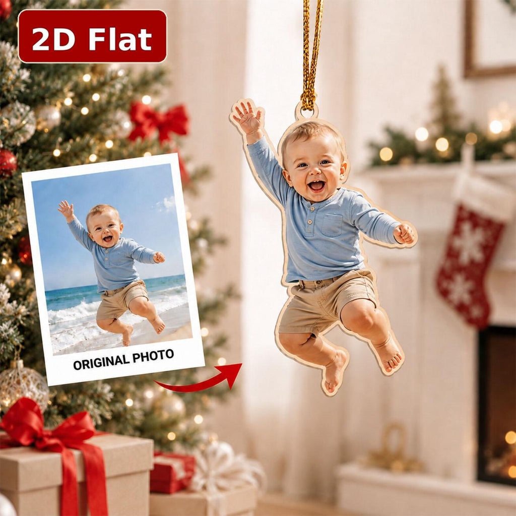 Personalized Baby Photo Wooden Ornament, Custom 2D Flat Christmas Ornament, Baby First Christmas Gift, Santa Baby Keepsake 2026	COPETAL22