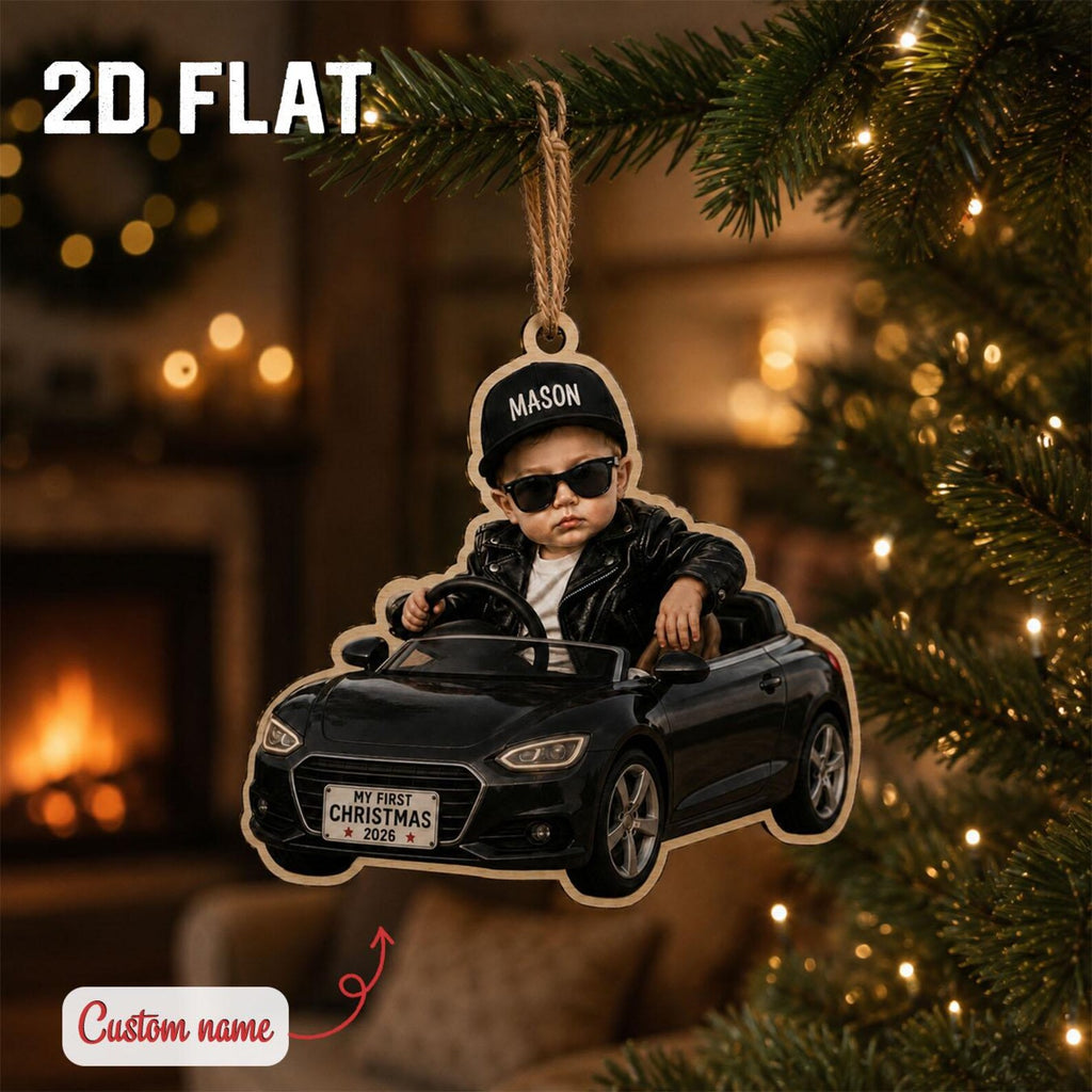 Personalized Baby First Christmas Ornament 2026, Custom Photo Wooden Ornament, Baby Boy Keepsake, New Parents Christmas Gift	COPETAL23