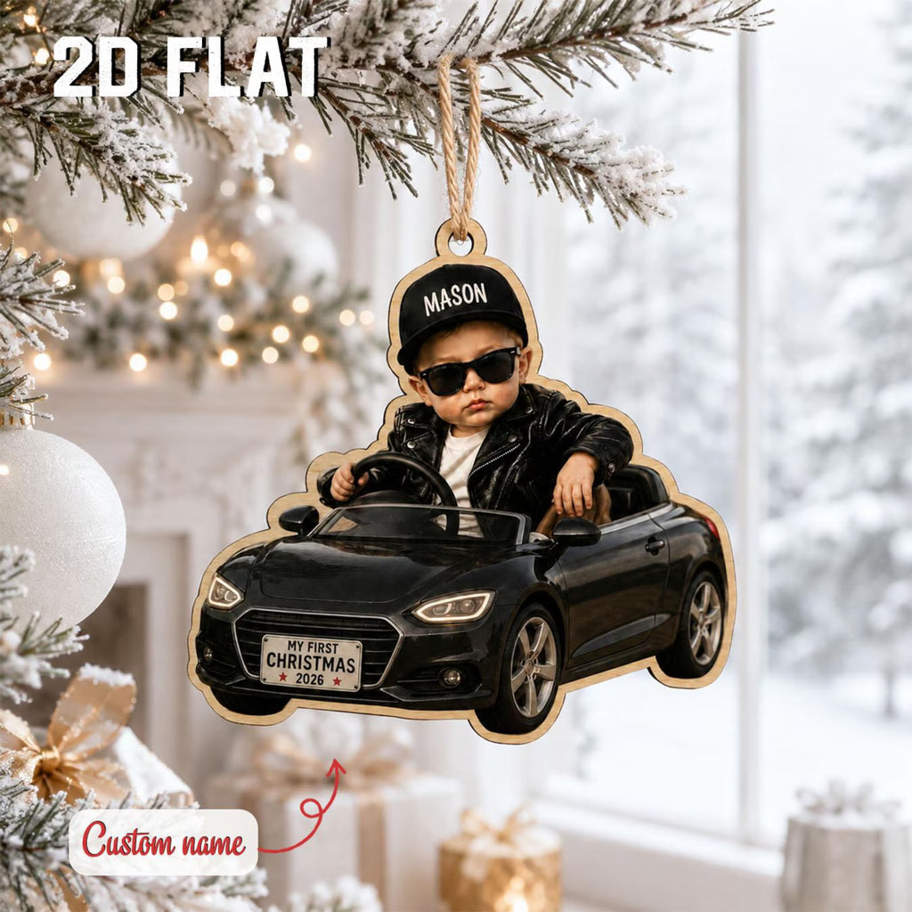 Personalized Baby First Christmas Ornament 2026, Custom Photo Wooden Ornament, Baby Boy Keepsake, New Parents Christmas Gift	COPETAL23