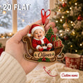 Personalized Baby First Christmas Ornament 2026, Custom Photo Wooden Keepsake, Santa Sleigh Ornament, Newborn Christmas Gift	COPETAL24