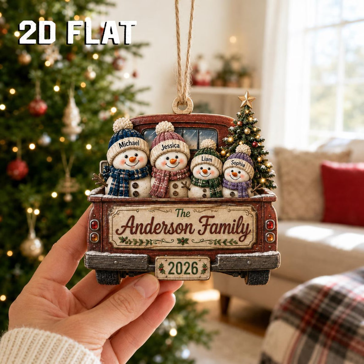 Personalized Family Christmas Ornament 2026, Custom Snowman Family Wooden Ornament, Family Name Keepsake, Christmas Tree Decor	COPETAL06