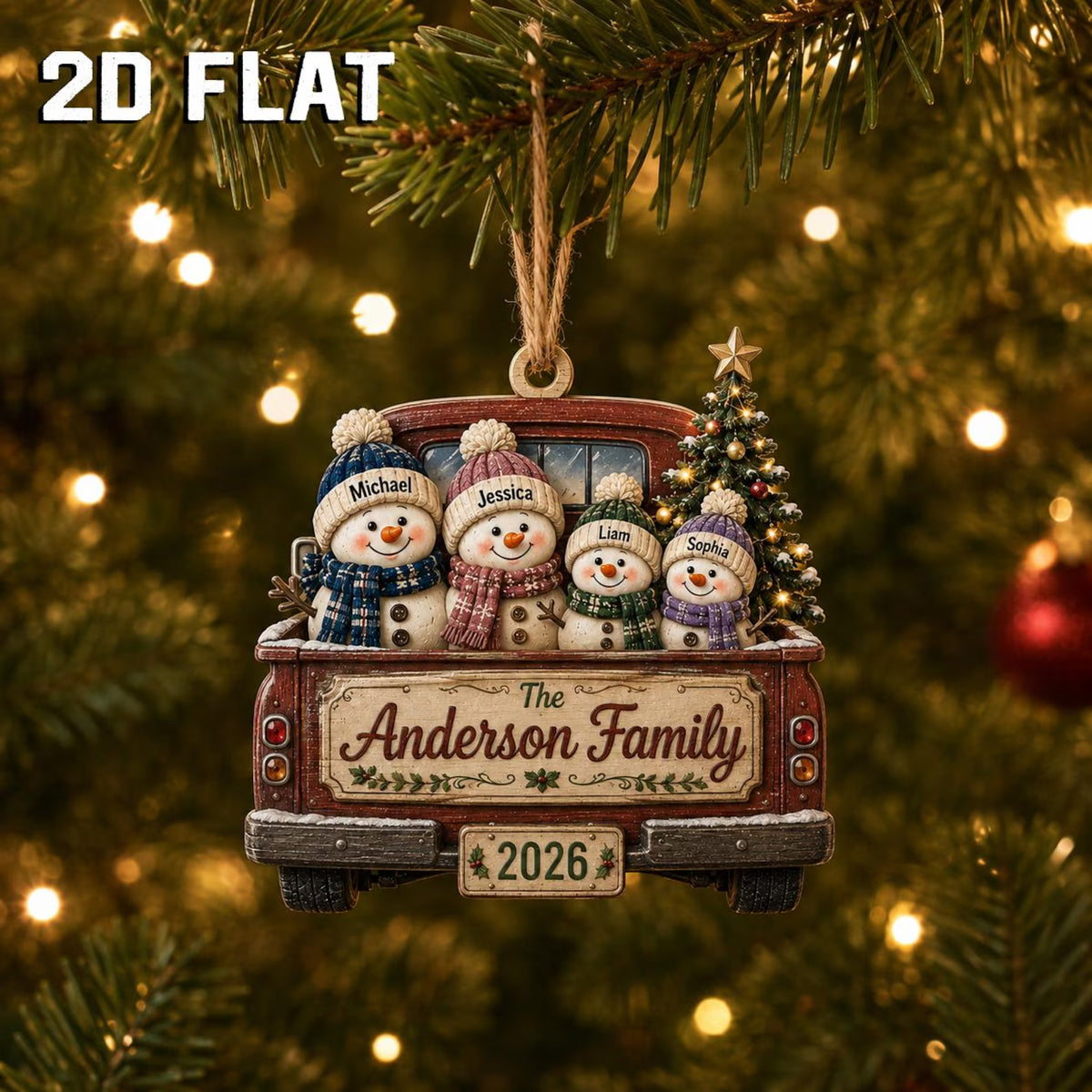 Personalized Family Christmas Ornament 2026, Custom Snowman Family Wooden Ornament, Family Name Keepsake, Christmas Tree Decor	COPETAL06